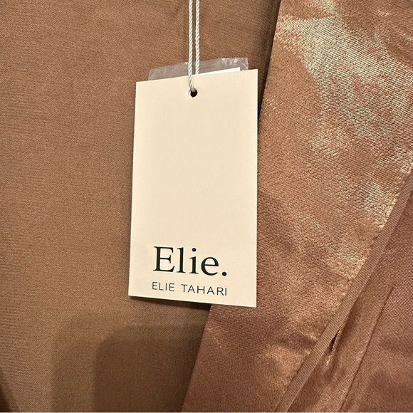 NWT Elie Tahari relaxed satin blazer jacket in walnut, size S - Picture 4 of 11